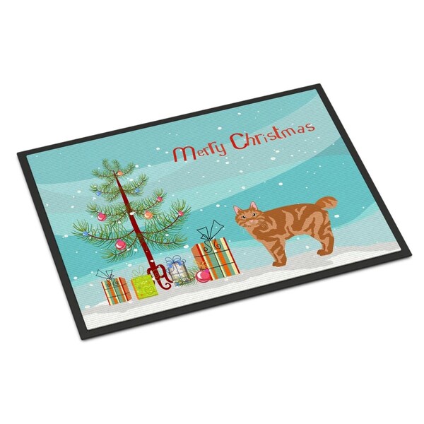 Carolines Treasures 18 x 27 in. Kurilian Bobtail Cat Merry Christmas Indoor or Outdoor Mat CK4640MAT - main